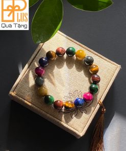 Vòng tay phong thủy đá mắt hổ đa sắc